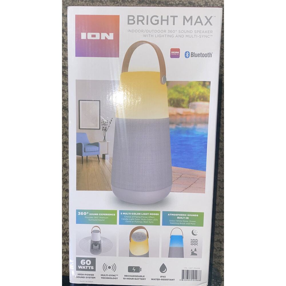 ION, Audio Bright-Max Indoor/Outdoor Portable 360° Bluetooth Speaker